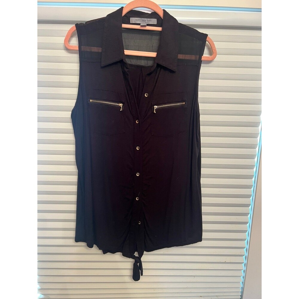Marc New York black with gold hardware sleeveless blouse size medium